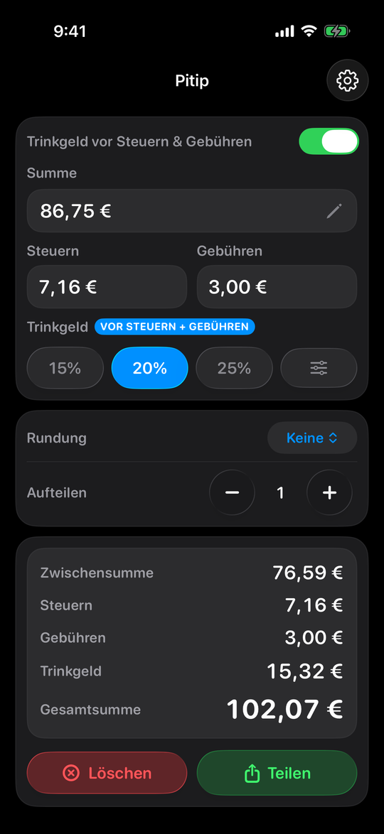 Pitip on iPhone in German